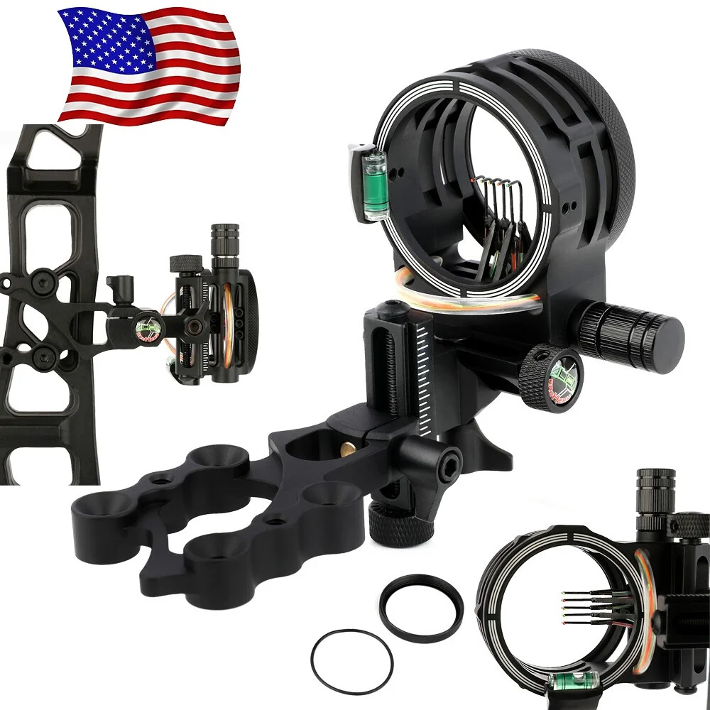Compound Bow Sight 5 Pin Fiber Optic - 5 Pinli Bileşik Yay Nişangahı, 4x/6x/8x
