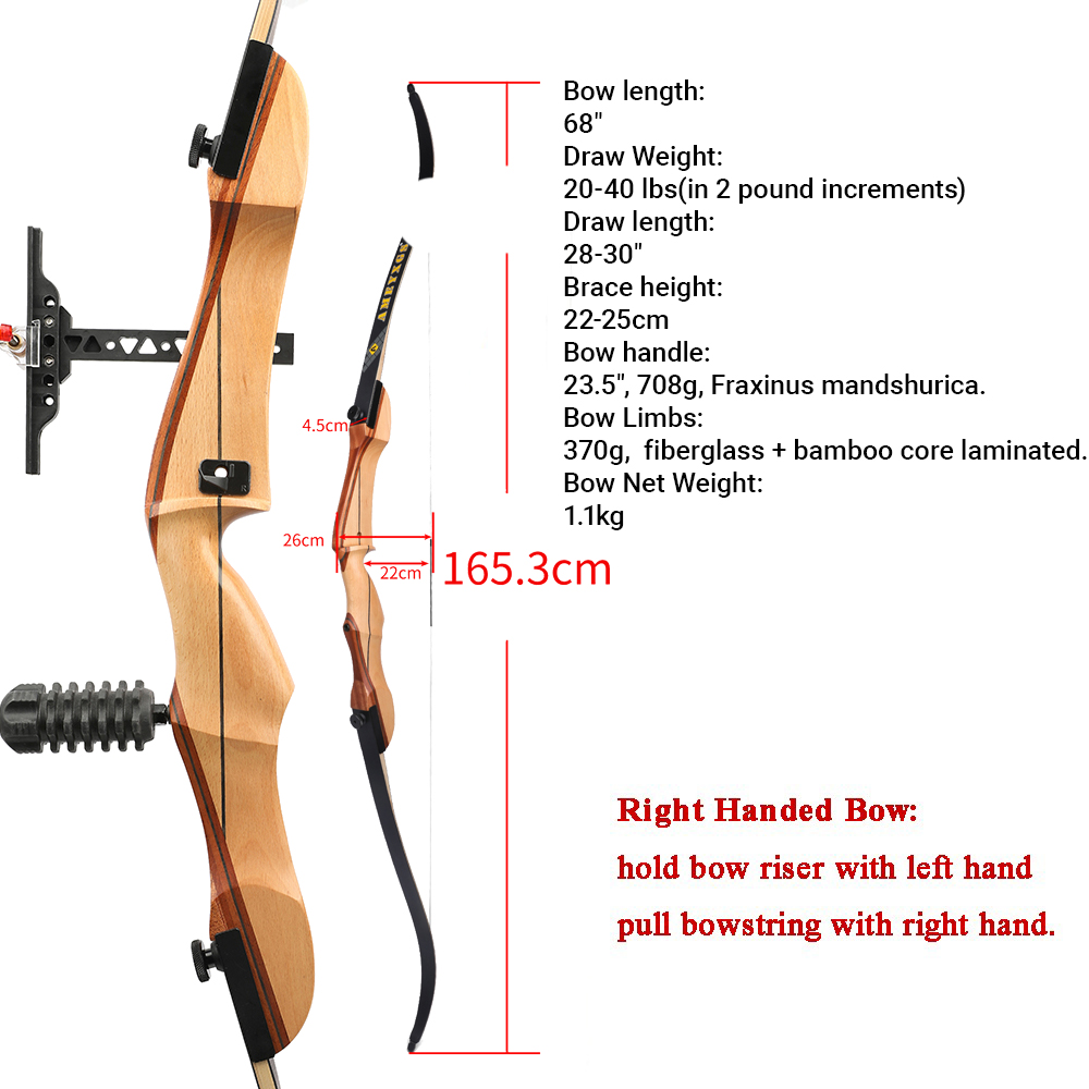 68 İnç Rekürv Yay 20-40lbs Okç - Recurve Bow Takedown 40 Lbs Target incelemesi ve fiyatı