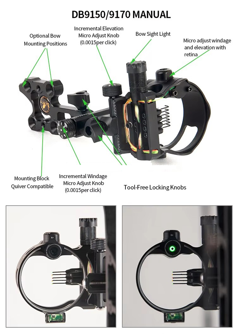 Okçuluk 5 Pin Yay Manzaraları  - Compound Bow Sight 5 Pin Fiber Optic incelemesi ve fiyatı