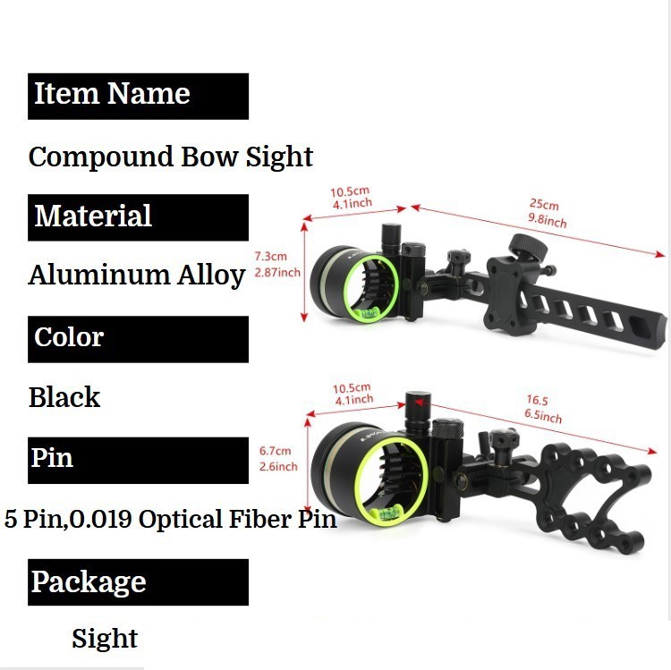 Okçuluk 0.019'' Fiber Optik Ay - Compound Bow Sight 5 Pin Fiber Optic incelemesi ve fiyatı
