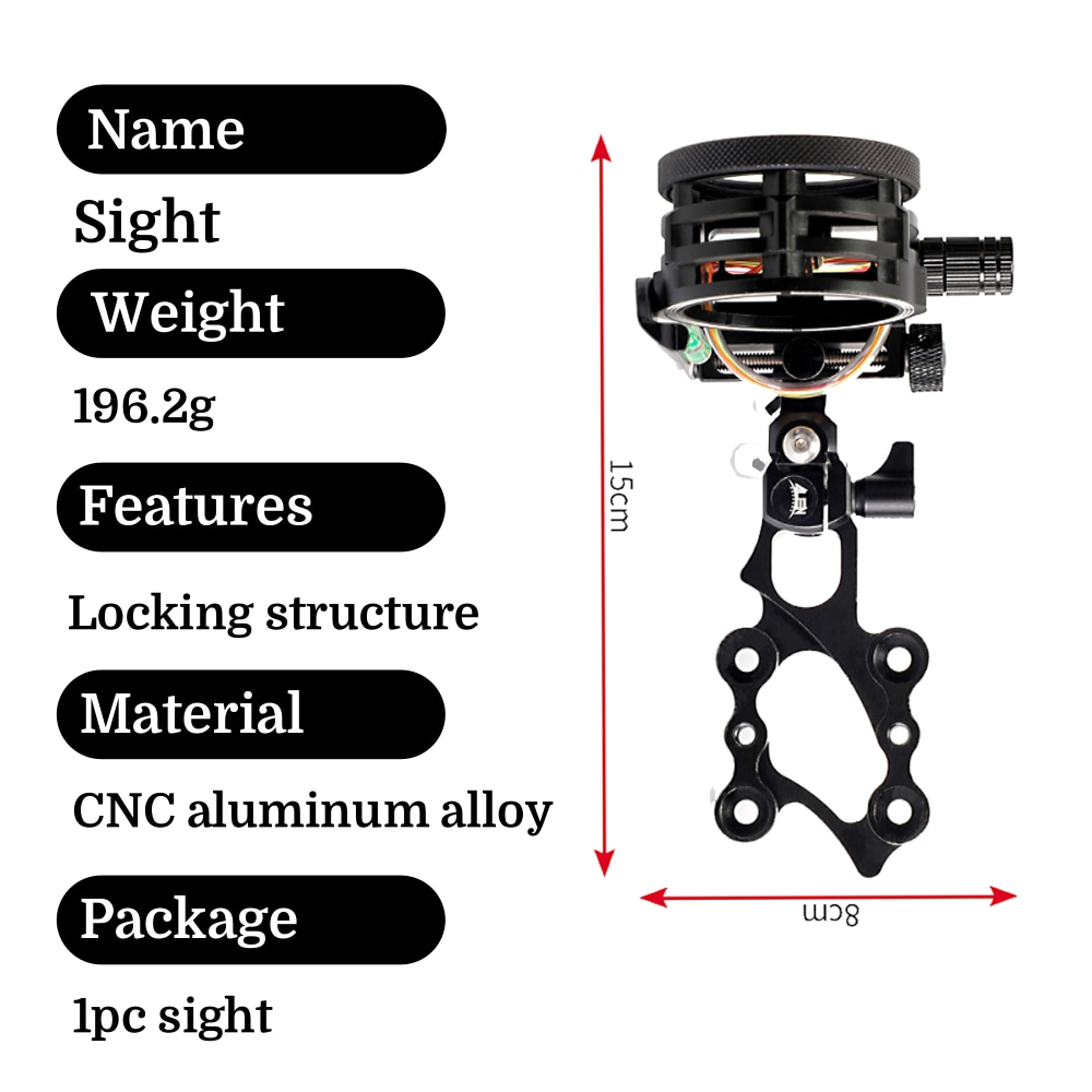 5 Pin Bileşik Yay Görüşü 0.019 - Compound Bow Sight 5 Pin Fiber Optic incelemesi ve fiyatı