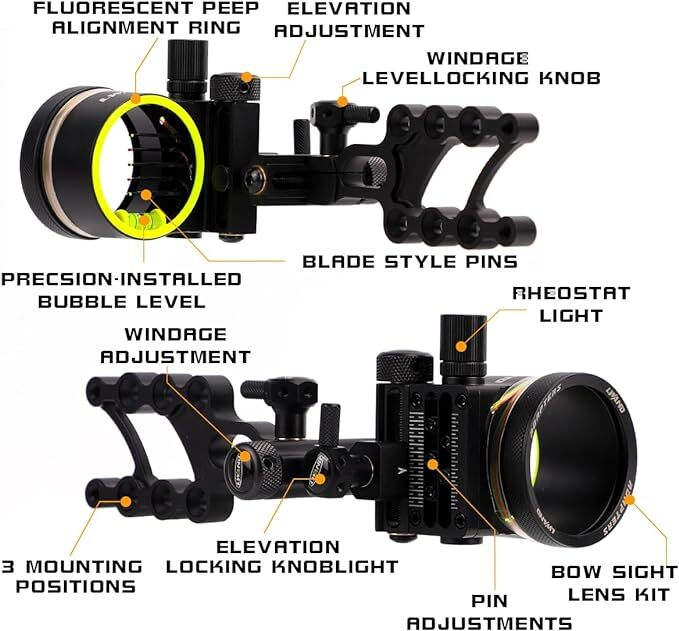 Çok Bileşenli Yay 5-Pin Nişang - Compound Bow Sight 5 Pin Fiber Optic incelemesi ve fiyatı