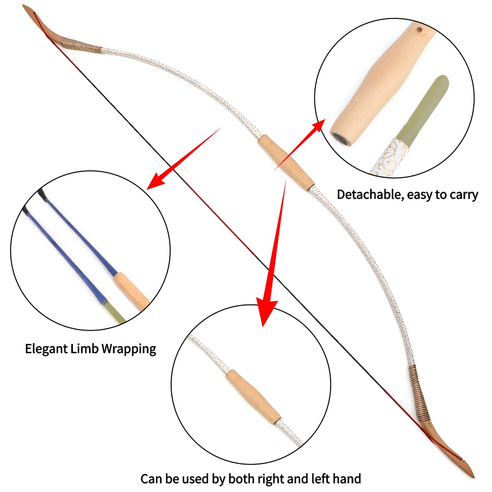 Okçuluk 53” Uzun Yay Gelenekse - Recurve Bow Takedown 40 Lbs Target incelemesi ve fiyatı