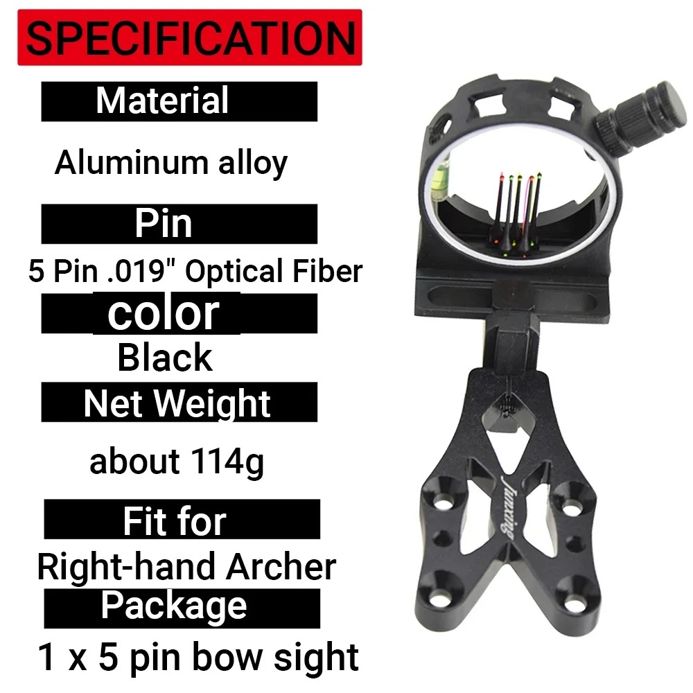 Çok Bileşenli Yay 5 Pimli Nişa - Compound Bow Sight 5 Pin Fiber Optic incelemesi ve fiyatı