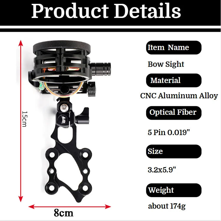 5 Pinli Bileşik Yay Nişangahı, - Compound Bow Sight 5 Pin Fiber Optic incelemesi ve fiyatı