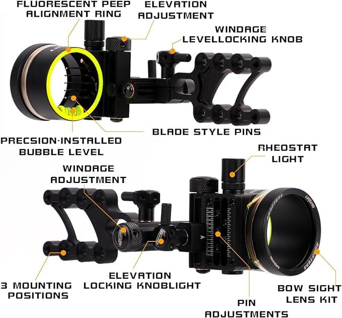 Okçuluk Ayarlanabilir 0.019''  - Compound Bow Sight 5 Pin Fiber Optic incelemesi ve fiyatı