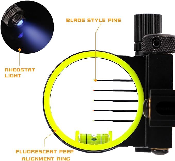 Okçuluk Ayarlanabilir 0.019''  - Compound Bow Sight 5 Pin Fiber Optic incelemesi ve fiyatı